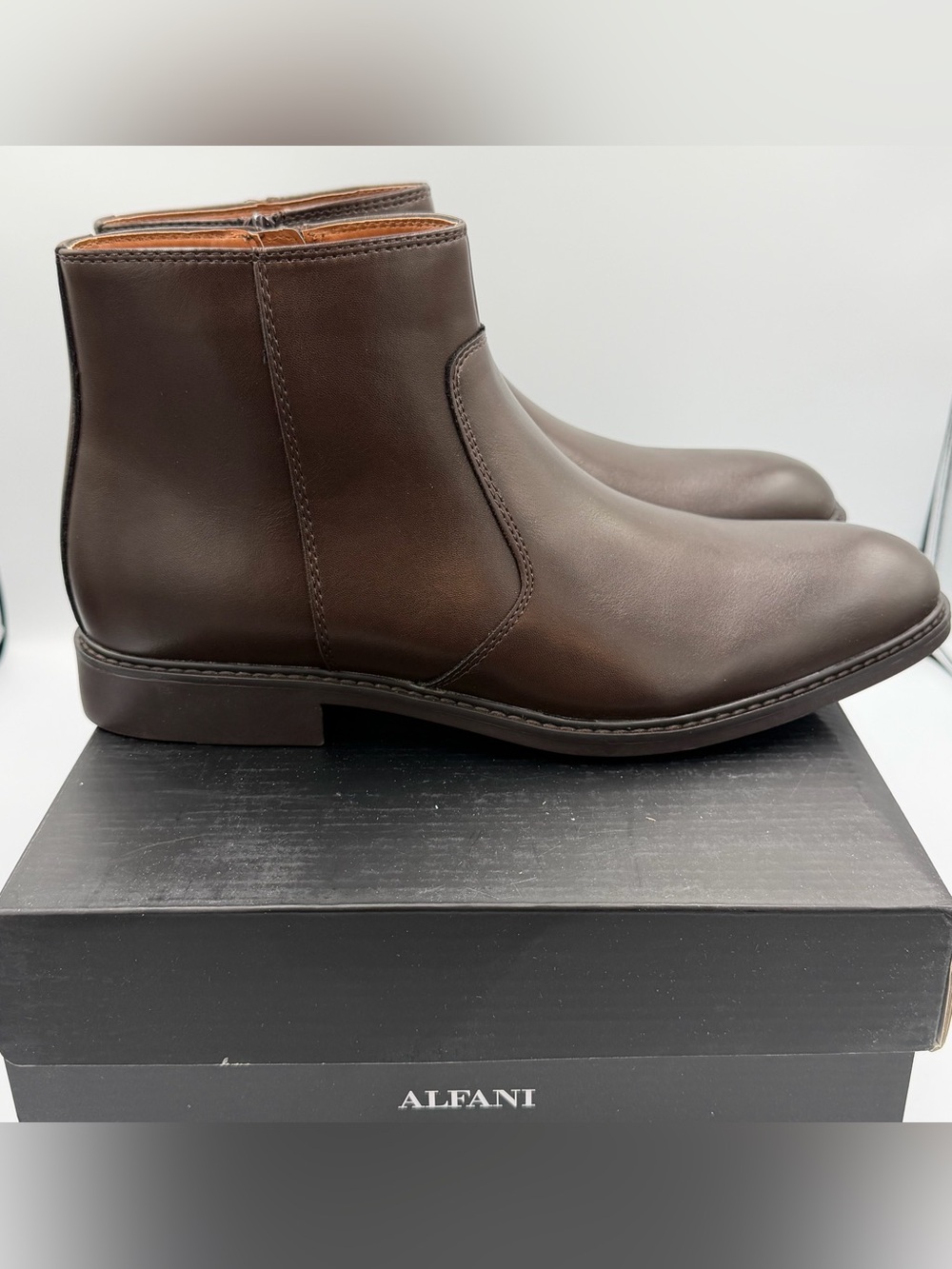 Alfani Men's Brown Leather Chukka Zip Boots-NIB - Picture 6 of 8